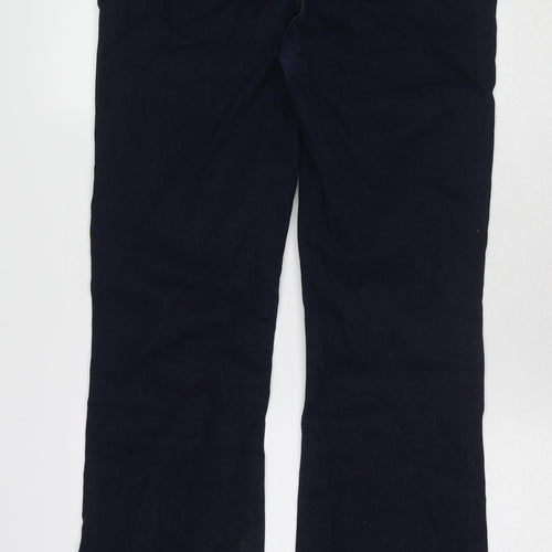 Marks and Spencer Womens Blue Herringbone Cotton Bootcut Jeans Size 14 L32 in Regular Zip