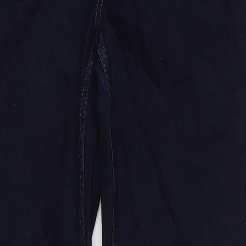 Marks and Spencer Womens Blue Herringbone Cotton Bootcut Jeans Size 14 L32 in Regular Zip