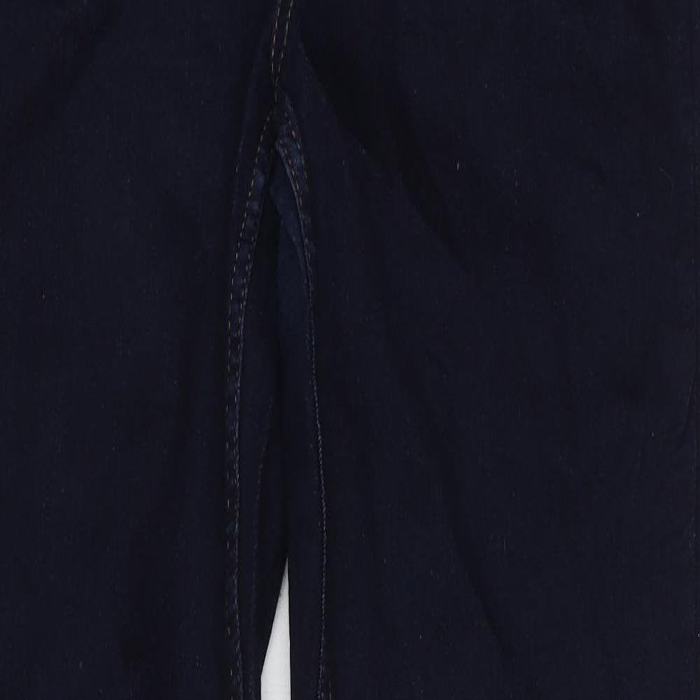 Marks and Spencer Womens Blue Herringbone Cotton Bootcut Jeans Size 14 L32 in Regular Zip