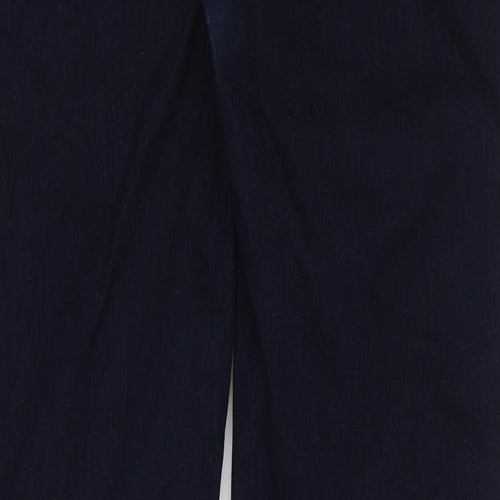 Marks and Spencer Womens Blue Herringbone Cotton Bootcut Jeans Size 14 L32 in Regular Zip