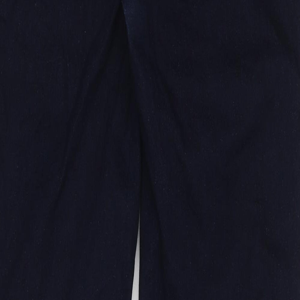Marks and Spencer Womens Blue Herringbone Cotton Bootcut Jeans Size 14 L32 in Regular Zip
