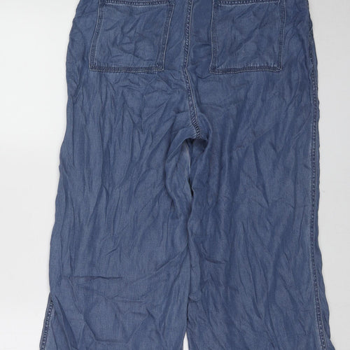 NEXT Womens Blue Lyocell Trousers Size 12 L22 in Regular Zip