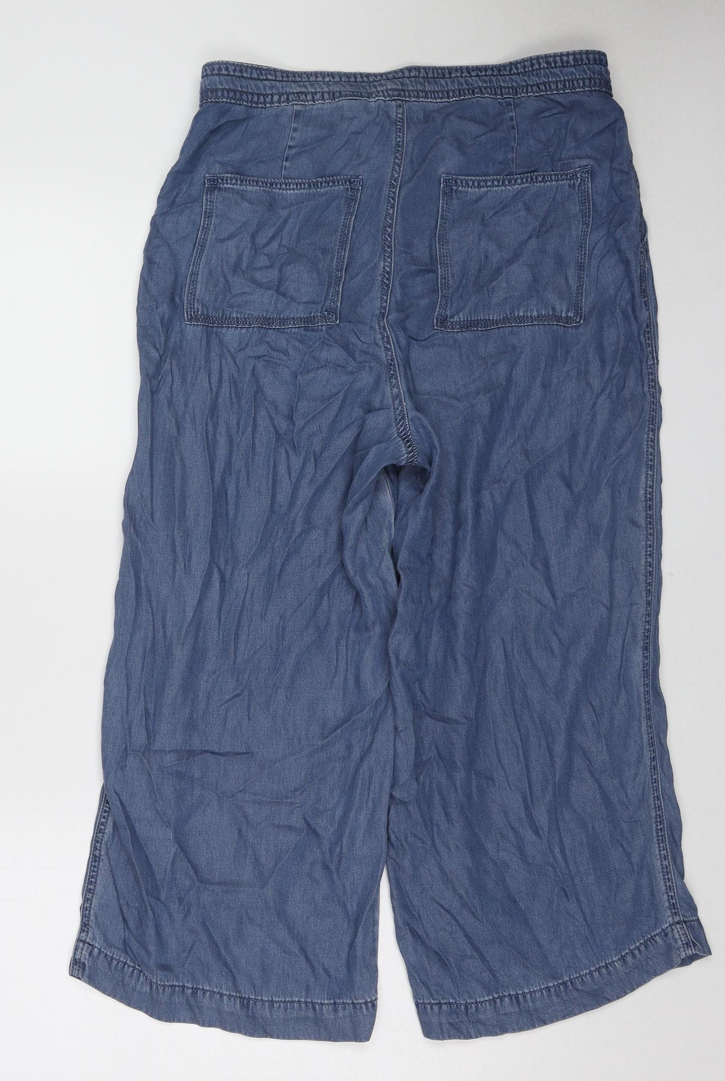 NEXT Womens Blue Lyocell Trousers Size 12 L22 in Regular Zip
