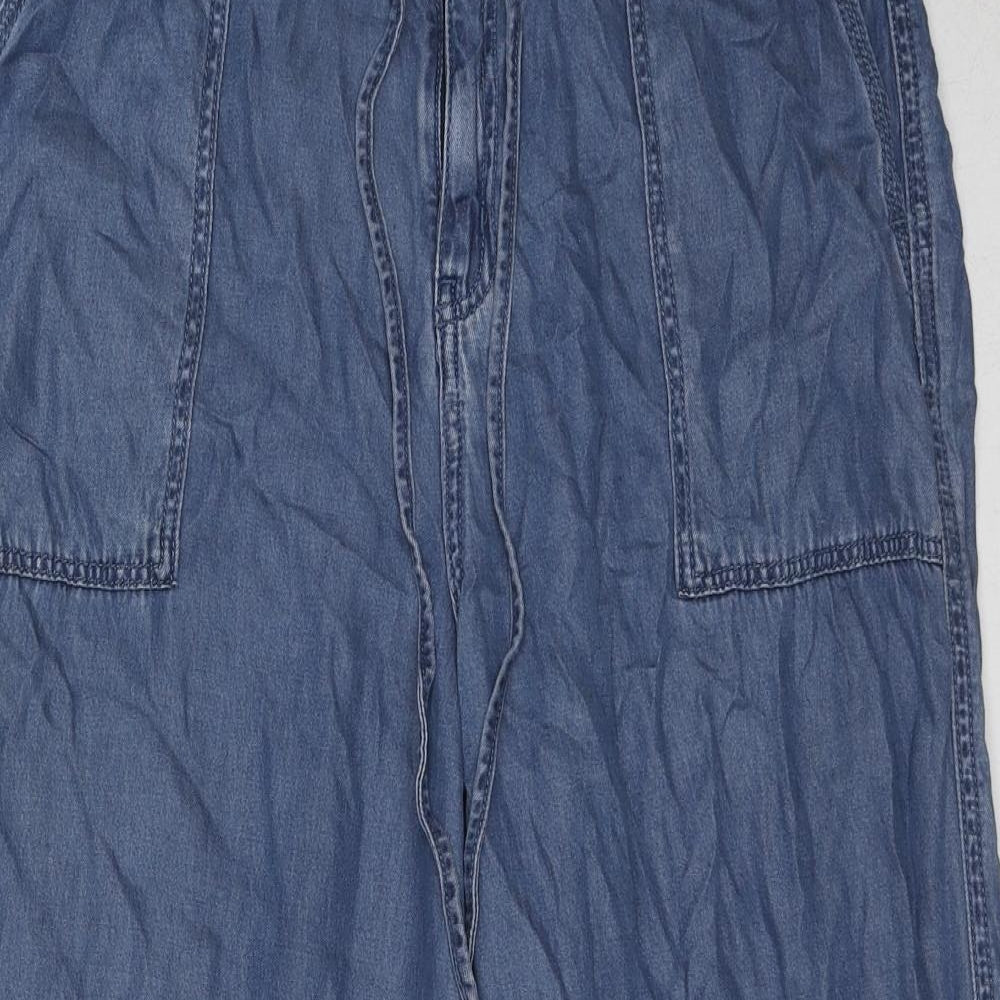 NEXT Womens Blue Lyocell Trousers Size 12 L22 in Regular Zip
