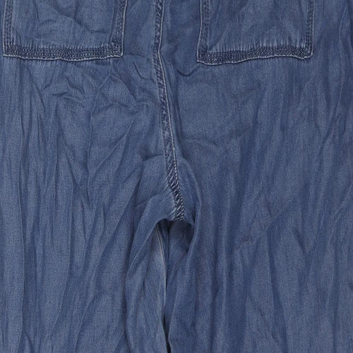 NEXT Womens Blue Lyocell Trousers Size 12 L22 in Regular Zip
