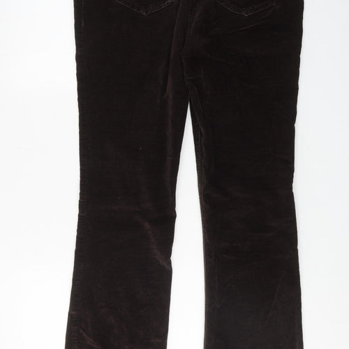 Per Una Womens Brown Cotton Trousers Size 14 L28 in Regular Zip