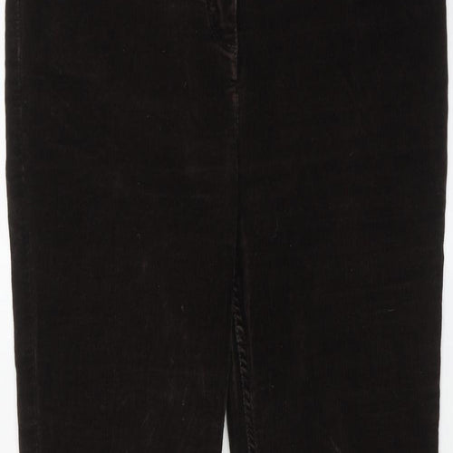 Per Una Womens Brown Cotton Trousers Size 14 L28 in Regular Zip