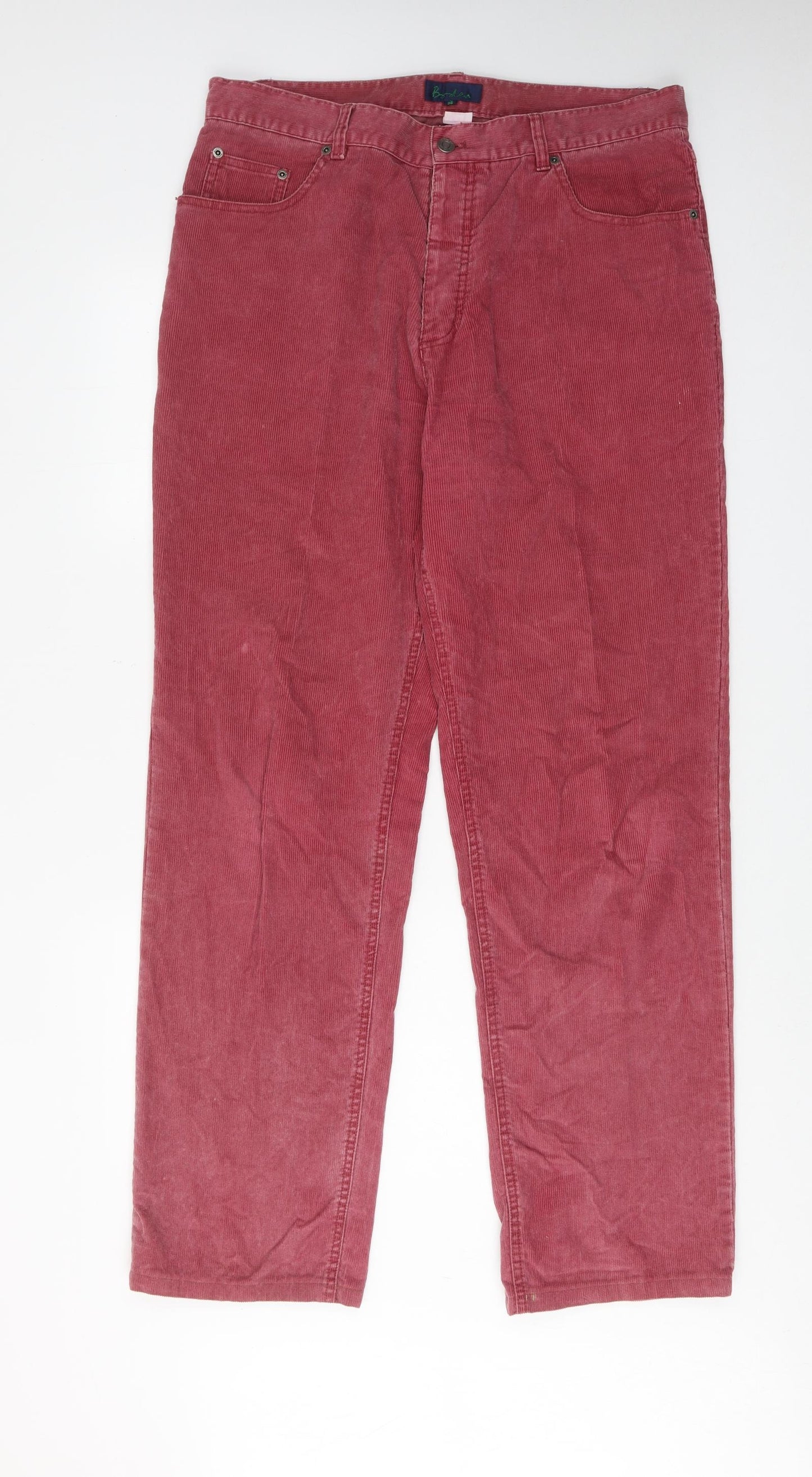Boden Mens Pink Cotton Trousers Size 36 in L32 in Regular Zip