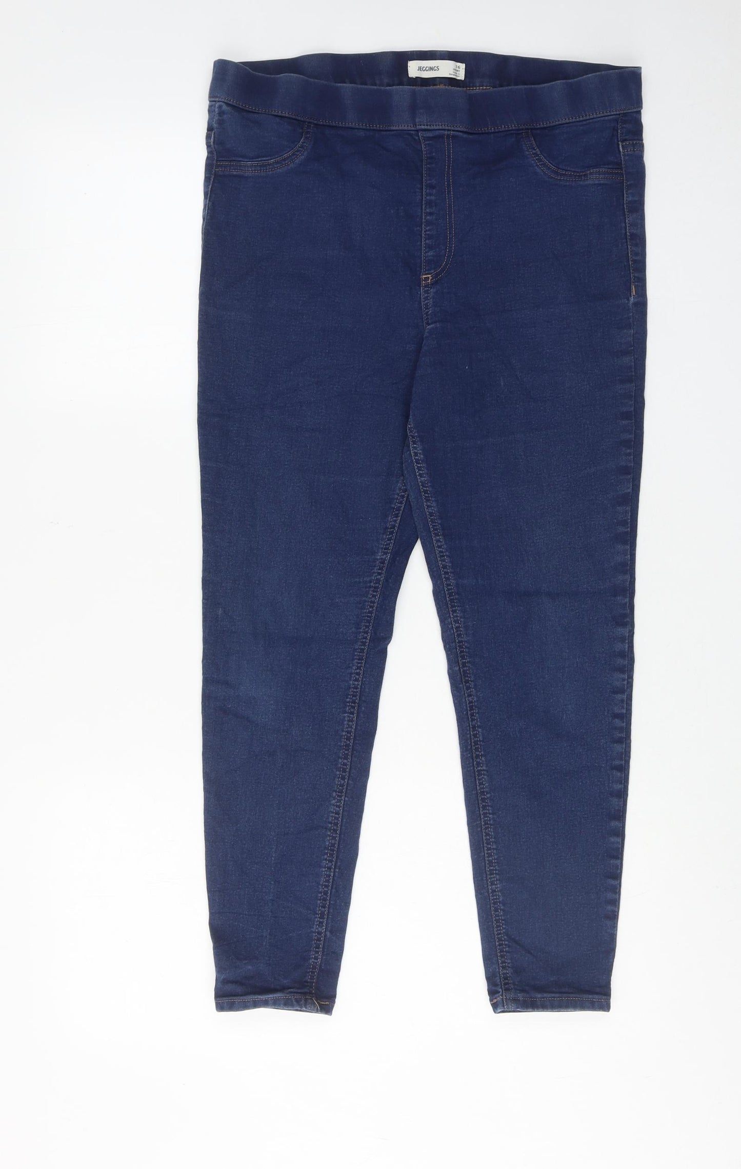 Marks and Spencer Womens Blue Cotton Jegging Jeans Size 16 L24 in Regular Zip