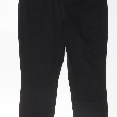 Uniqlo Womens Black Cotton Straight Jeans Size 32 in L25 in Regular Button
