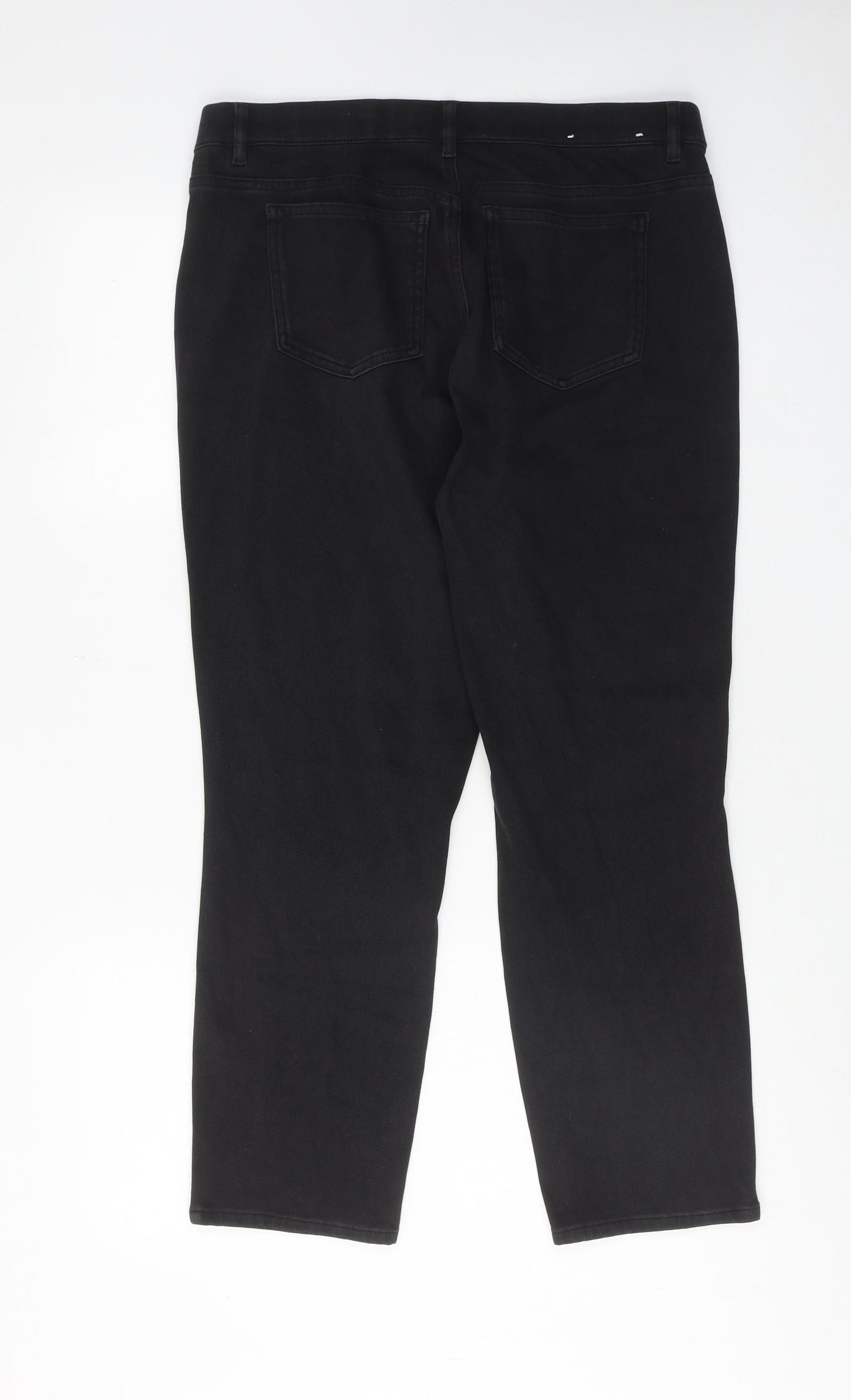 Uniqlo Womens Black Cotton Straight Jeans Size 32 in L25 in Regular Button