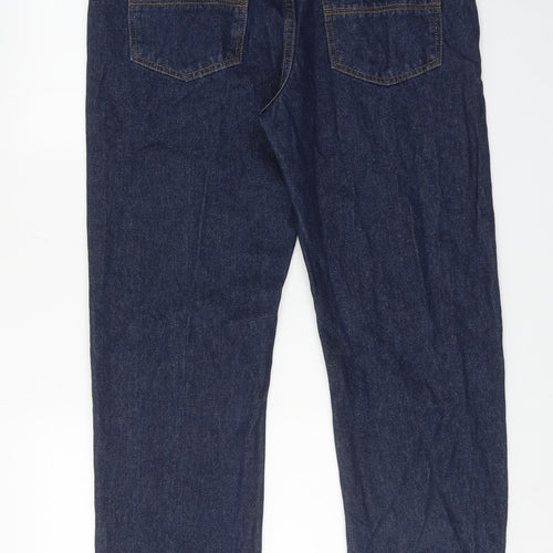 Weird Fish Mens Blue Cotton Straight Jeans Size 36 in L30 in Regular Zip