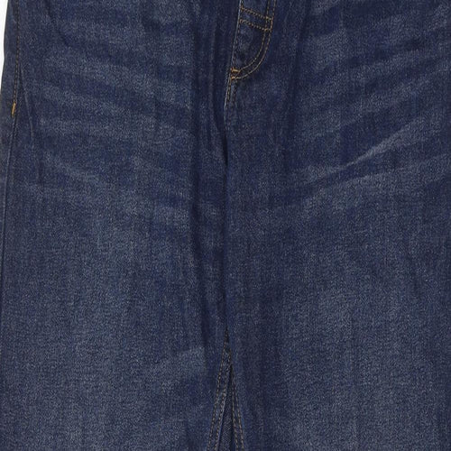 Weird Fish Mens Blue Cotton Straight Jeans Size 36 in L30 in Regular Zip