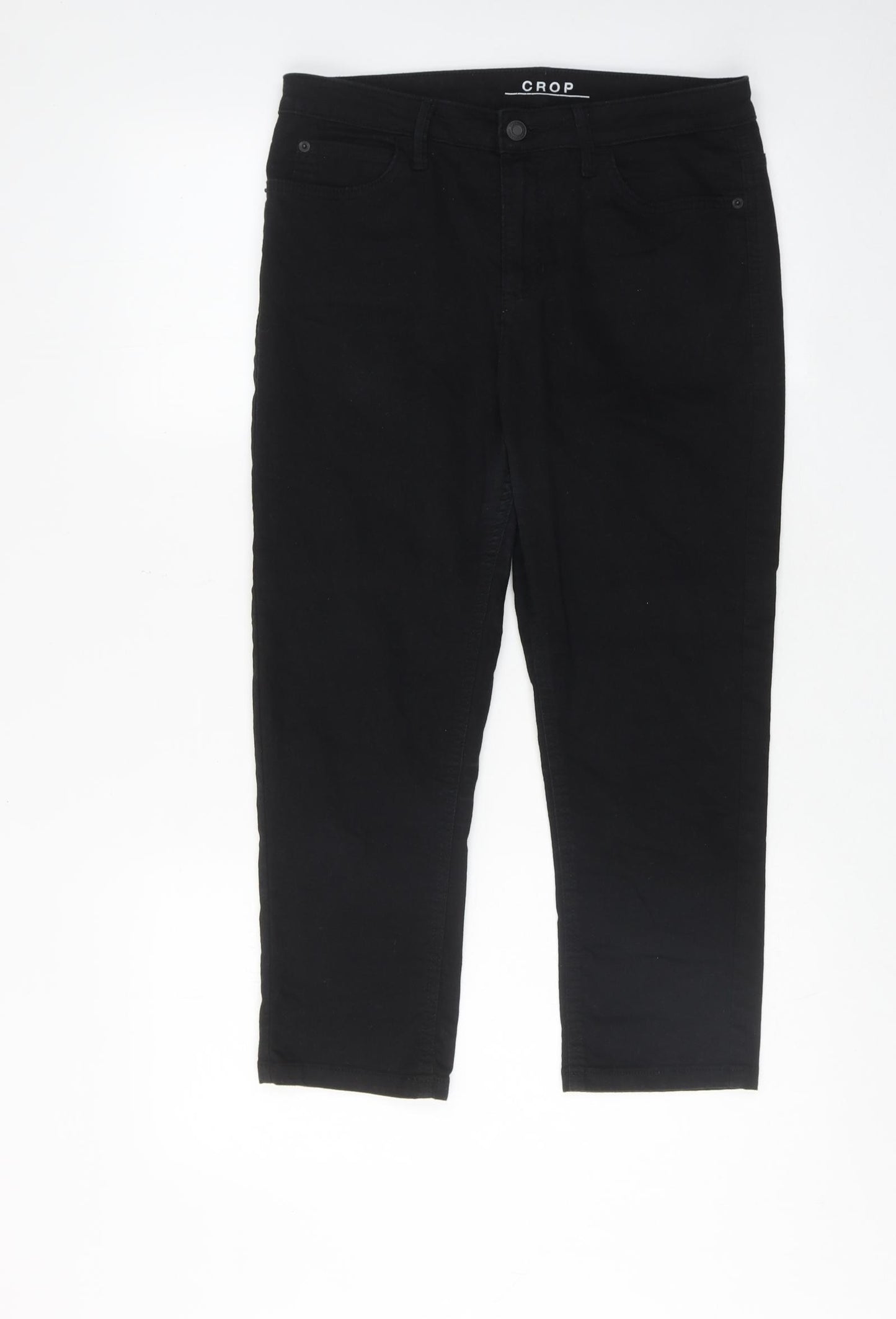 Marks and Spencer Womens Black Cotton Cropped Jeans Size 30 in L23 in Regular Zip