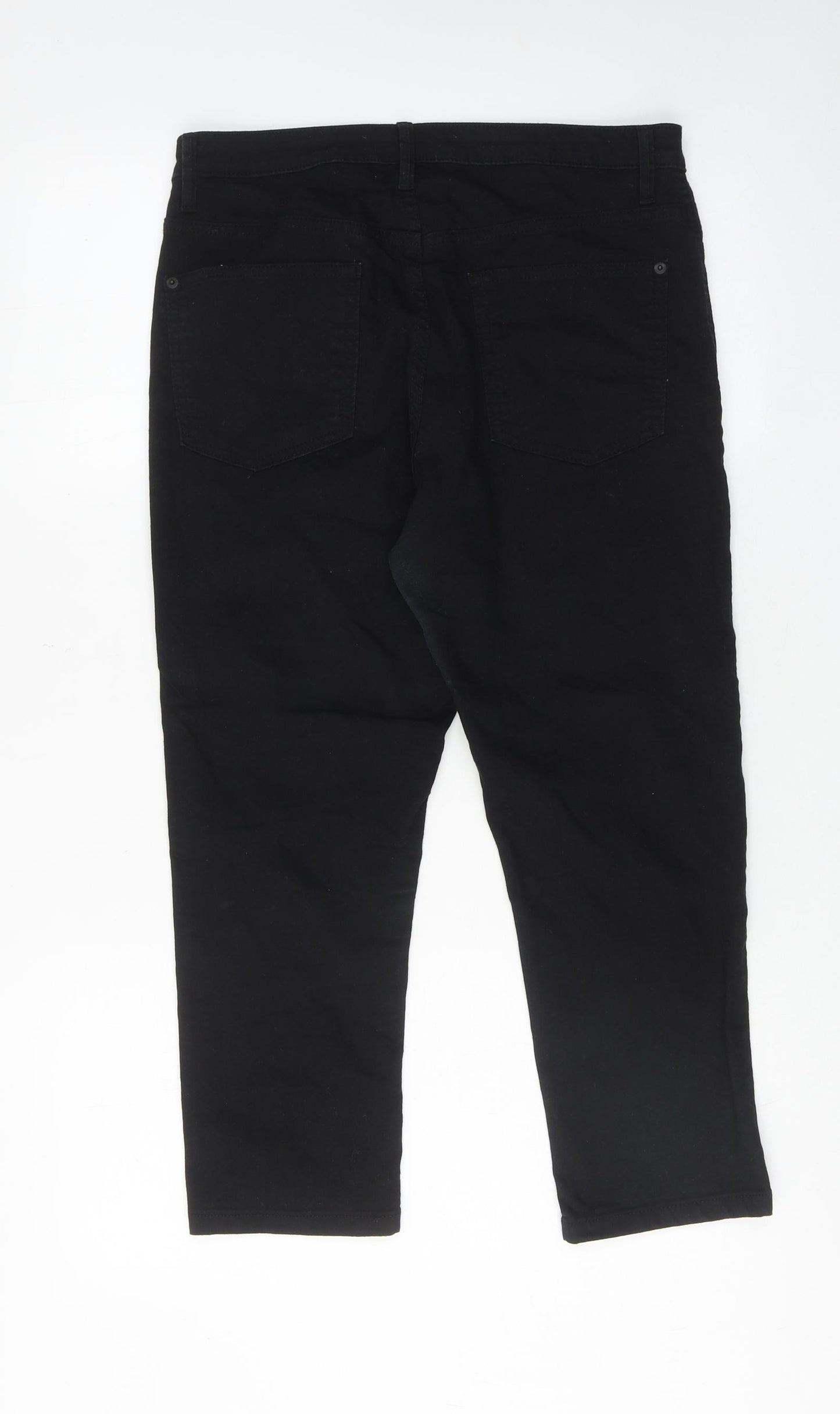 Marks and Spencer Womens Black Cotton Cropped Jeans Size 30 in L23 in Regular Zip