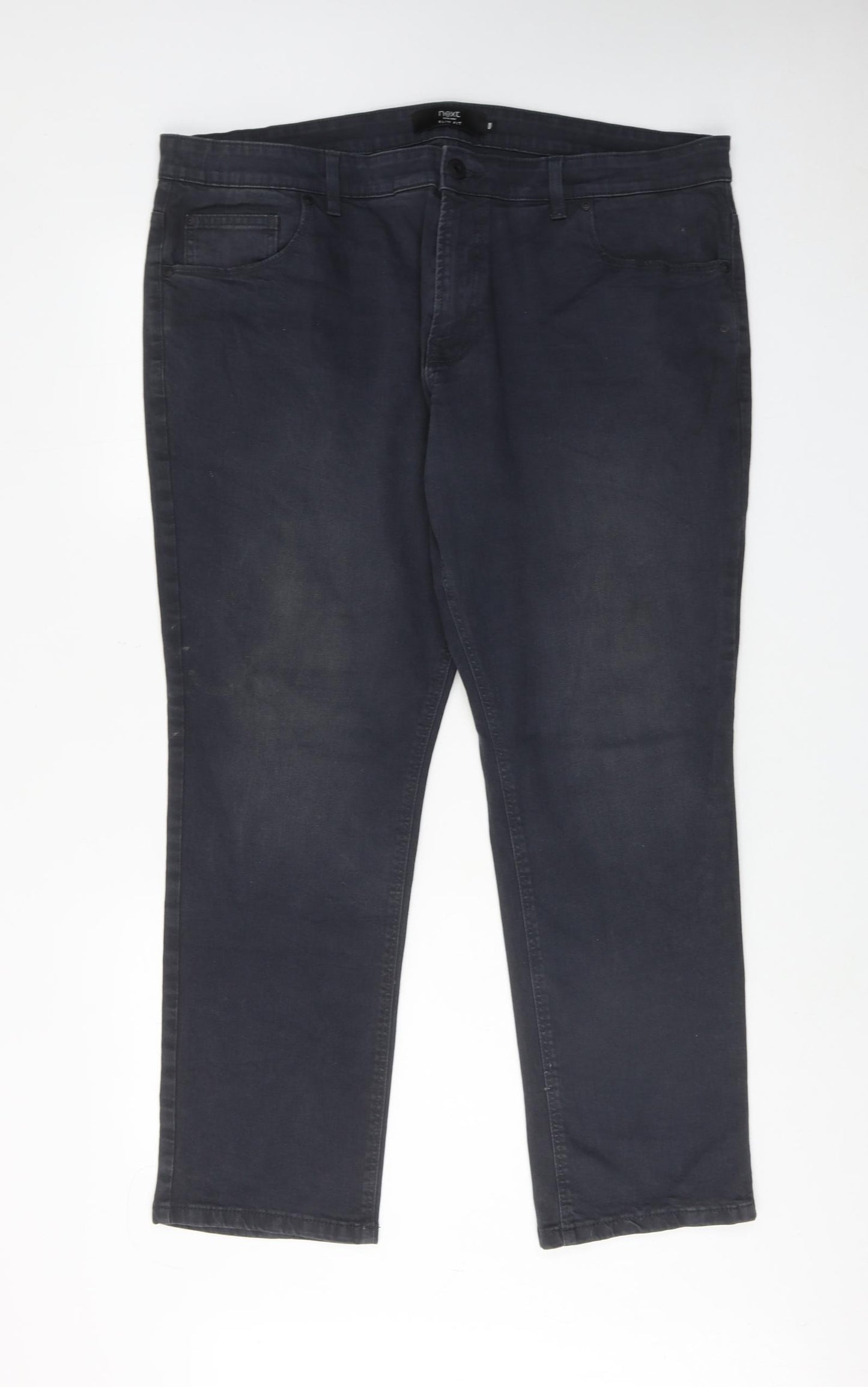 NEXT Mens Grey Cotton Straight Jeans Size 40 in L31 in Slim Zip