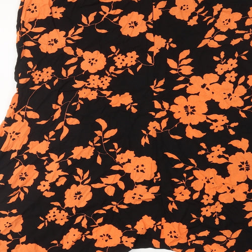 ASOS Womens Orange Floral Viscose Swing Skirt Size 16 Zip