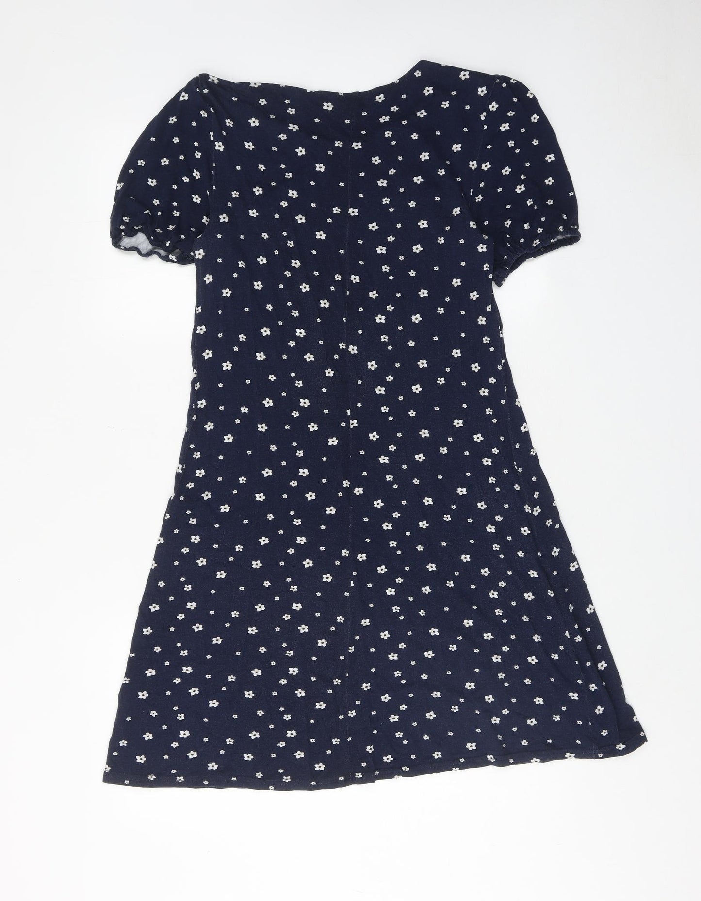 Dorothy Perkins Womens Blue Floral Viscose A-Line Size 14 Round Neck Pullover