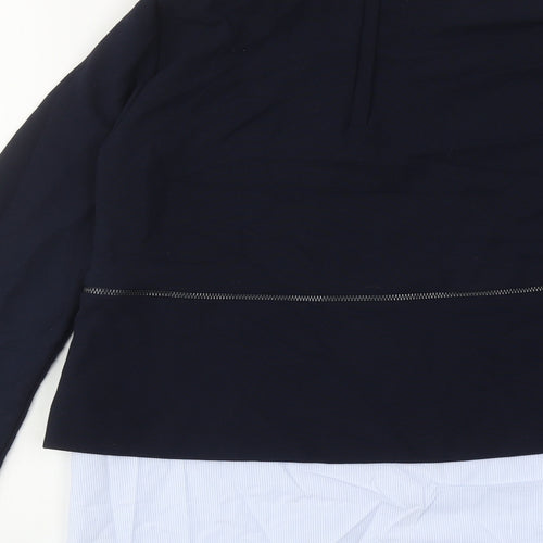 Zara Womens Blue Colourblock Cotton Pullover Sweatshirt Size S Zip