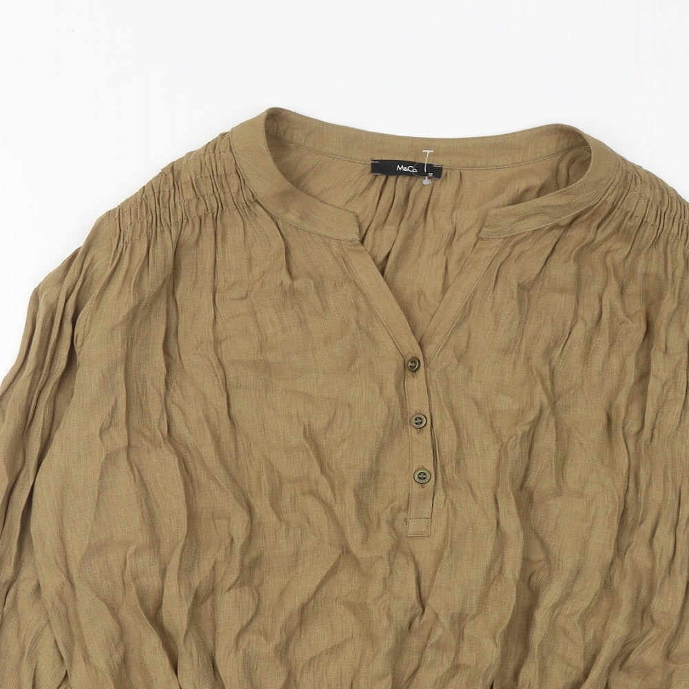 M&Co Womens Brown Viscose Basic Blouse Size 12 V-Neck