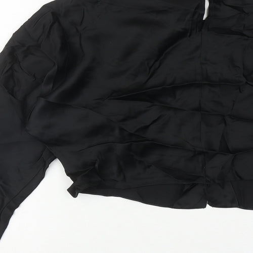 Zara Womens Black Viscose Cropped Blouse Size XS Round Neck - Open Front