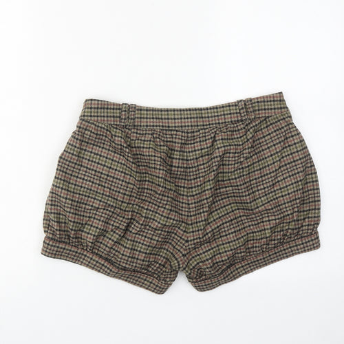 Topshop Womens Brown Houndstooth Wool Chino Shorts Size 10 L4 in Regular Zip