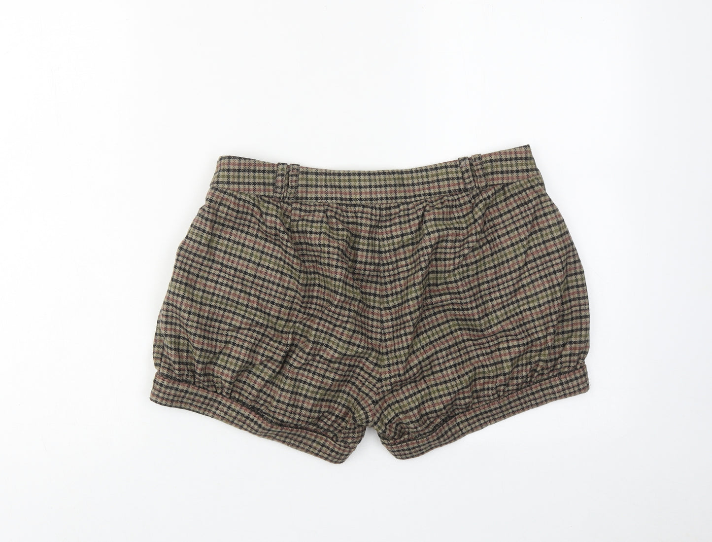 Topshop Womens Brown Houndstooth Wool Chino Shorts Size 10 L4 in Regular Zip