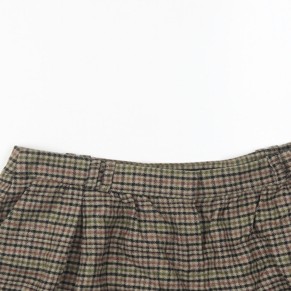 Topshop Womens Brown Houndstooth Wool Chino Shorts Size 10 L4 in Regular Zip