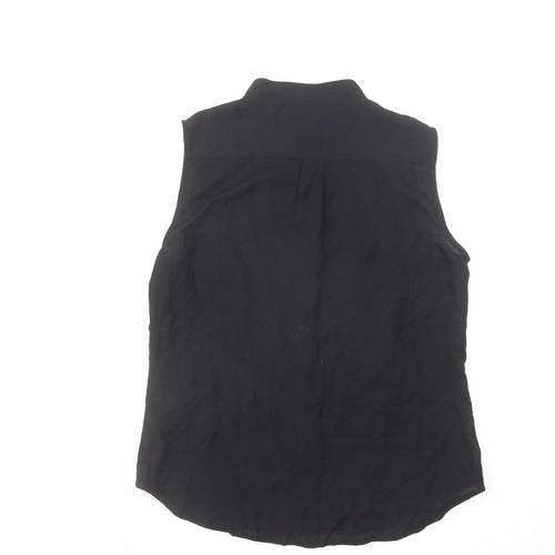 Karen Millen Womens Black Polyester Basic Button-Up Size 12 Round Neck - Embellished