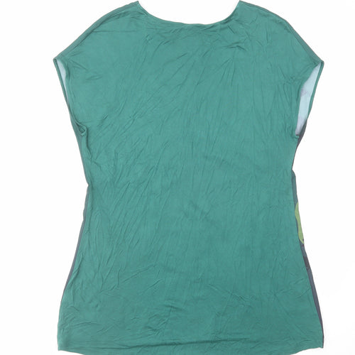 NEXT Womens Green Floral Polyester Basic Blouse Size 16 Round Neck