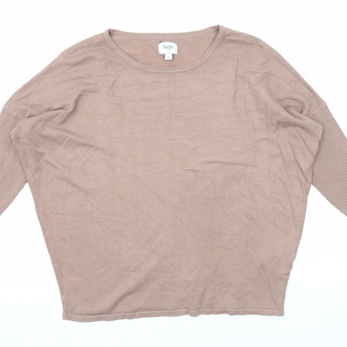 Saint Tropez Clothing Womens Brown Round Neck Viscose Pullover Jumper Size M