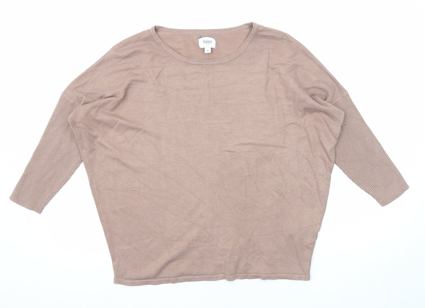 Saint Tropez Clothing Womens Brown Round Neck Viscose Pullover Jumper Size M