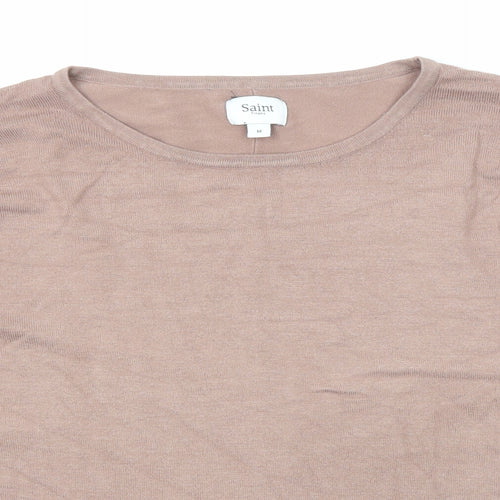 Saint Tropez Clothing Womens Brown Round Neck Viscose Pullover Jumper Size M