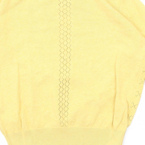 Marks and Spencer Womens Yellow Round Neck Cotton Pullover Jumper Size 10
