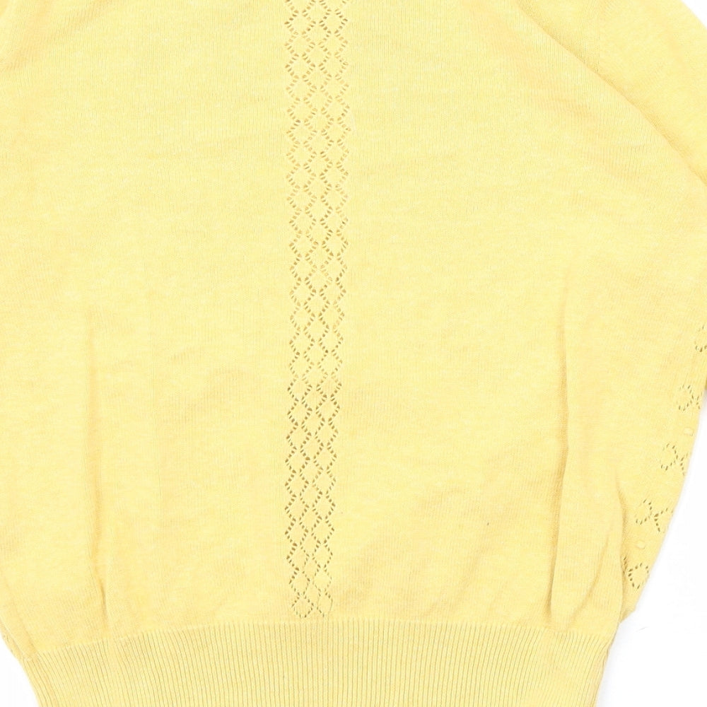Marks and Spencer Womens Yellow Round Neck Cotton Pullover Jumper Size 10