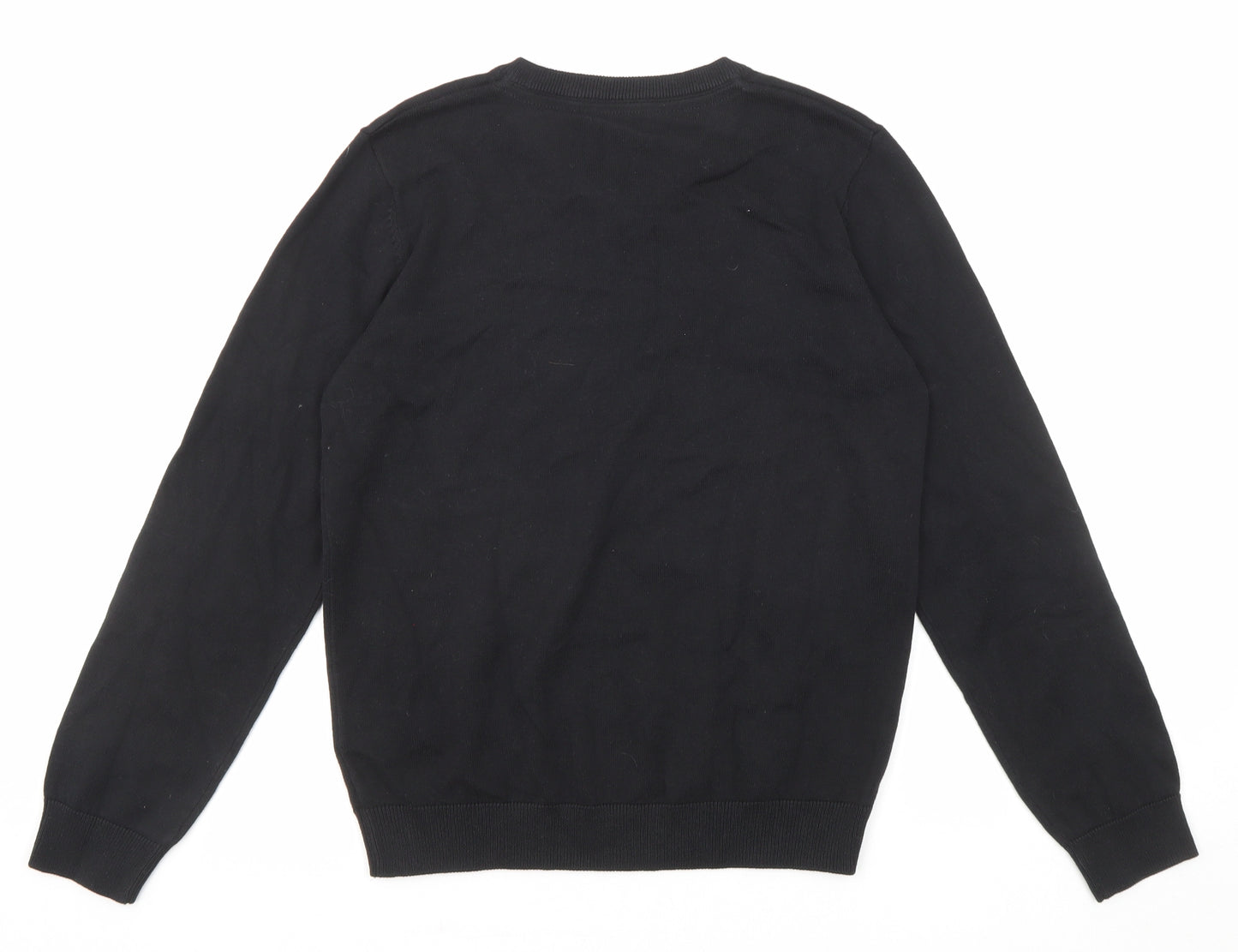 Marks and Spencer Girls Black V-Neck Cotton Pullover Jumper Size 12-13 Years Pullover