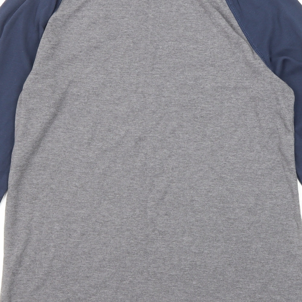 H&M Boys Grey Polyester Basic T-Shirt Size 13-14 Years Round Neck Pullover - NY Brooklyn