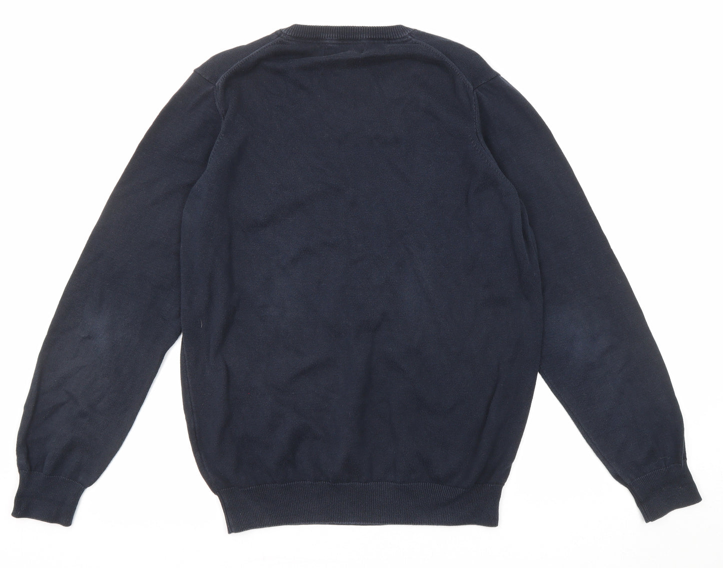 Lyle & Scott Mens Blue V-Neck Cotton Pullover Jumper Size S Long Sleeve