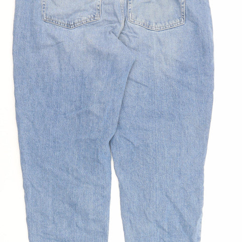 Marks and Spencer Womens Blue Cotton Mom Jeans Size 16 L29 in Regular Zip