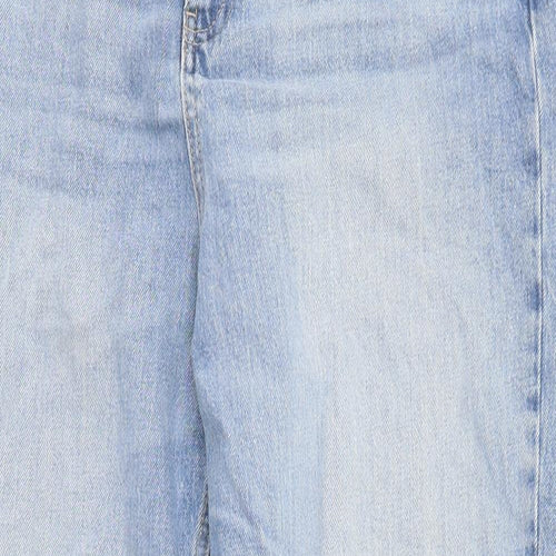 Marks and Spencer Womens Blue Cotton Mom Jeans Size 16 L29 in Regular Zip