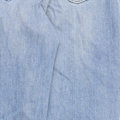 Marks and Spencer Womens Blue Cotton Mom Jeans Size 16 L29 in Regular Zip