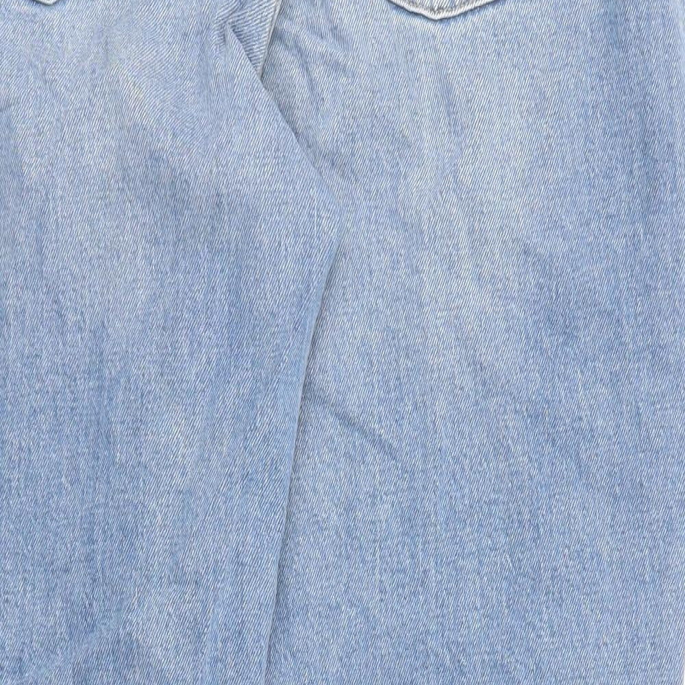 Marks and Spencer Womens Blue Cotton Mom Jeans Size 16 L29 in Regular Zip