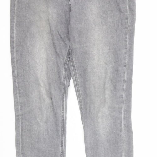 H&M Womens Grey Cotton Skinny Jeans Size 8 L27 in Regular Zip