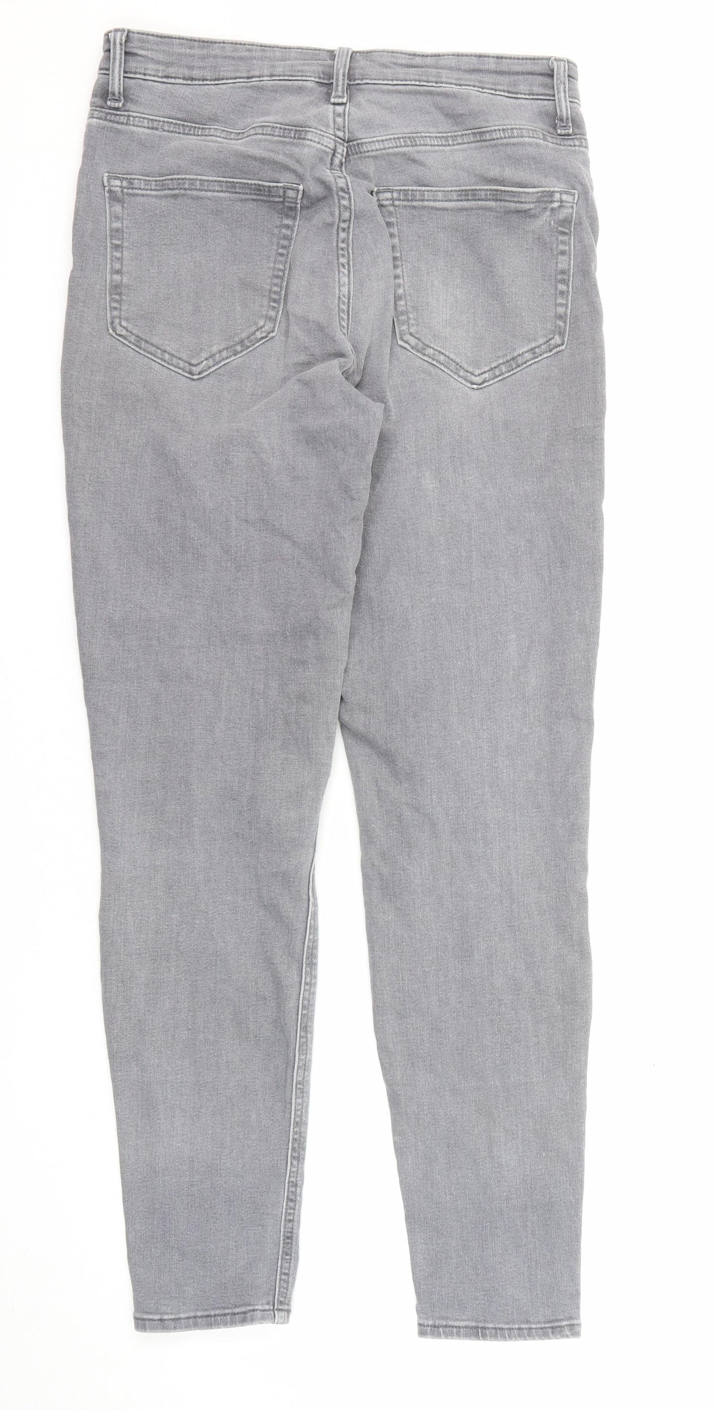 H&M Womens Grey Cotton Skinny Jeans Size 8 L27 in Regular Zip