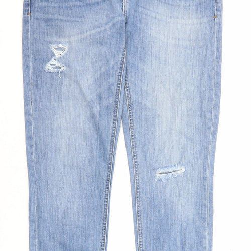Zara Womens Blue Cotton Straight Jeans Size 10 L26 in Regular Zip