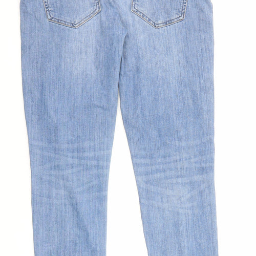 Zara Womens Blue Cotton Straight Jeans Size 10 L26 in Regular Zip