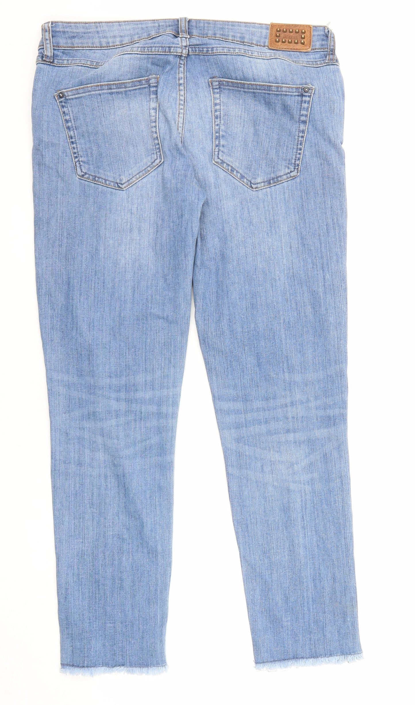 Zara Womens Blue Cotton Straight Jeans Size 10 L26 in Regular Zip