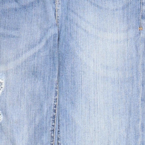 Zara Womens Blue Cotton Straight Jeans Size 10 L26 in Regular Zip