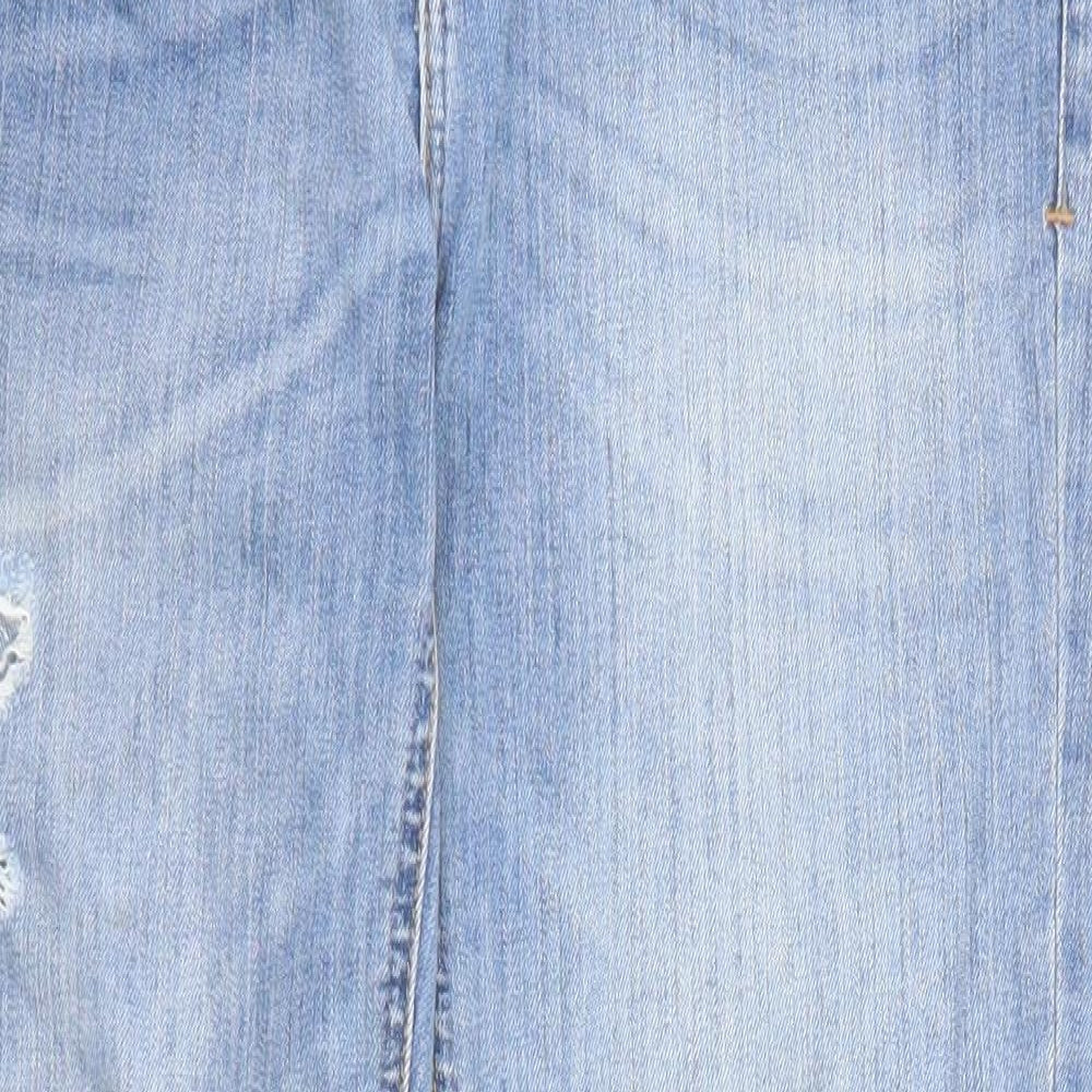 Zara Womens Blue Cotton Straight Jeans Size 10 L26 in Regular Zip