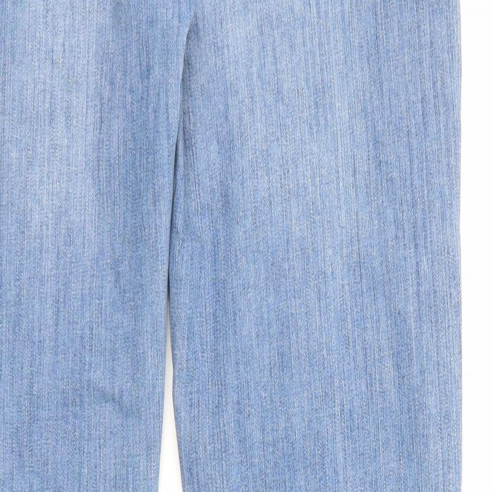 Zara Womens Blue Cotton Straight Jeans Size 10 L26 in Regular Zip